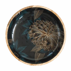 By Room Schaal Rond ø 38 Cm Mangohout Chrysanthemum Gold