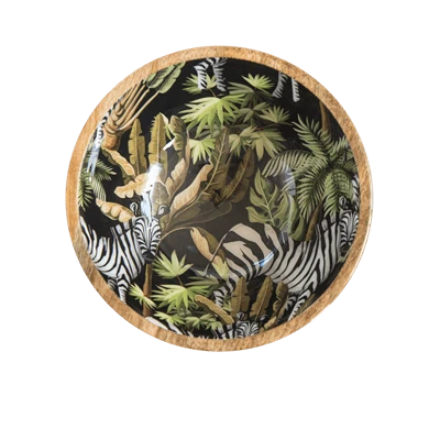 By Room Schaal Rond ø 25 Cm Mangohout Zebra In Jungle 1 By Room Schaal Rond ø 25 Cm Mangohout Zebra In Jungle