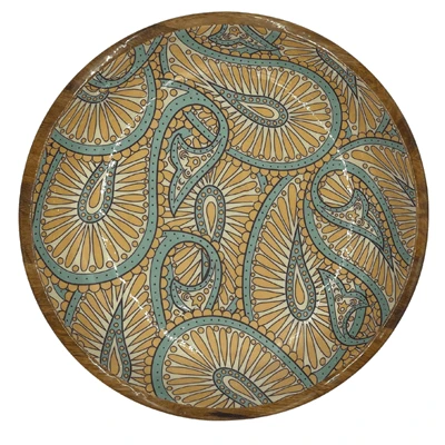 By Room Schaal Rond ø 38 Cm Mangohout Orange Paisley 1 By Room Schaal Rond ø 38 Cm Mangohout Orange Paisley