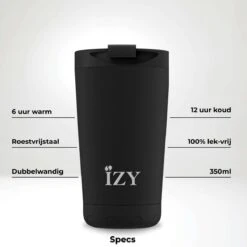 IZY Mugs Drinkbeker 350 Ml Black Rvs 6 IZY Mugs Drinkbeker 350 Ml Black Rvs -Tafelgerei Verkoop izy mugs x black infographic specs nl min