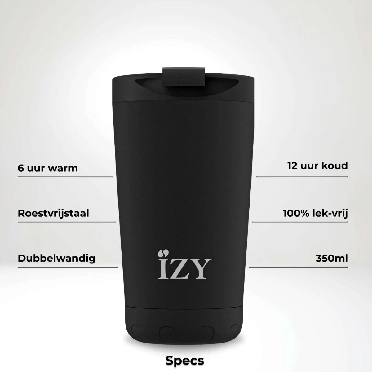 IZY Mugs Drinkbeker 350 Ml Black Rvs 3 IZY Mugs Drinkbeker 350 Ml Black Rvs - Afbeelding 3