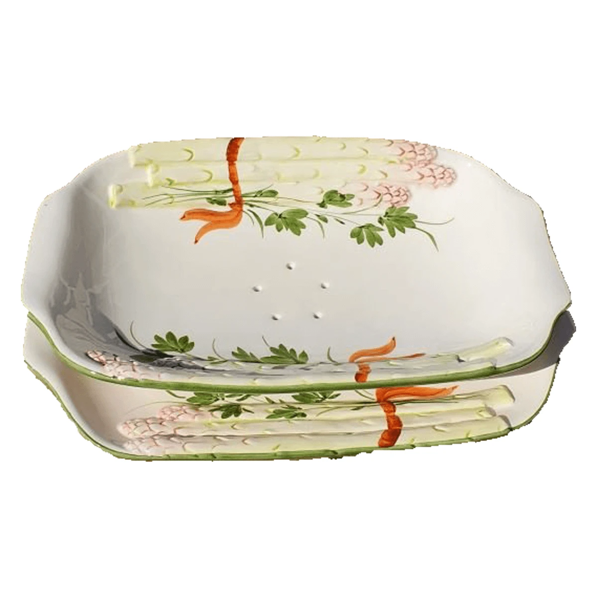 Oldenhof Vintage Uitlekschaal Met Onderbord Voor Asperges Aardewerk Geel-groen 1 Oldenhof Vintage Uitlekschaal Met Onderbord Voor Asperges Aardewerk Geel-groen